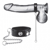 Утяжка на пенис с поводком Snap Cock Ring With 12  Leash - BlueLine - купить с доставкой в Реутове