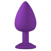 Большая фиолетовая анальная пробка Emotions Cutie Large с голубым кристаллом - 10 см. - Lola Games - купить с доставкой в Реутове