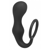 Чёрное эрекционное кольцо с анальной пробкой Double Pleasure Anal Plug - Lola Games - в Реутове купить с доставкой