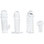 Набор из 4 насадок на член Pleasured Penis Enhancement Sleeve 4 Pack - XR Brands - в Реутове купить с доставкой