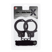 Чёрные наручники из листового металла в комплекте с веревкой BONDX METAL CUFFS LOVE ROPE SET - Dream Toys - купить с доставкой в Реутове