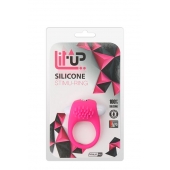 Розовое эрекционное кольцо с щеточкой LIT-UP SILICONE STIMU RING 5 - Dream Toys - в Реутове купить с доставкой