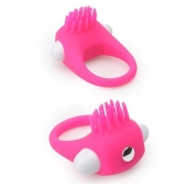 Розовое эрекционное кольцо с щеточкой LIT-UP SILICONE STIMU RING 5 - Dream Toys - в Реутове купить с доставкой