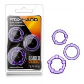 Набор из 3 фиолетовых эрекционных колец Stay Hard Beaded Cockrings - Blush Novelties - в Реутове купить с доставкой
