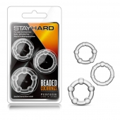 Набор из 3 прозрачных эрекционных колец Stay Hard Beaded Cockrings - Blush Novelties - в Реутове купить с доставкой