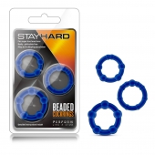 Набор из 3 синих эрекционных колец Stay Hard Beaded Cockrings - Blush Novelties - в Реутове купить с доставкой
