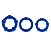 Набор из 3 синих эрекционных колец Stay Hard Beaded Cockrings - Blush Novelties - в Реутове купить с доставкой