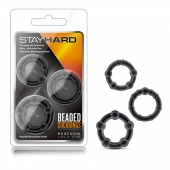 Набор из 3 чёрных эрекционных колец Stay Hard Beaded Cockrings - Blush Novelties - в Реутове купить с доставкой