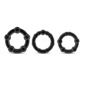 Набор из 3 чёрных эрекционных колец Stay Hard Beaded Cockrings - Blush Novelties - в Реутове купить с доставкой