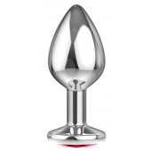 Большая серебристая анальная пробка Diamond Red Sparkle Large с красным кристаллом - 8 см. - Lola Games - купить с доставкой в Реутове