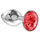 Малая серебристая анальная пробка Diamond Red Sparkle Small с красным кристаллом - 7 см. - Lola Games - купить с доставкой в Реутове