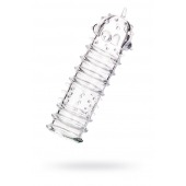 Прозрачная насадка на пенис TOYFA A-Toys с ребрами и точками - 15,3 см. - A-toys - в Реутове купить с доставкой