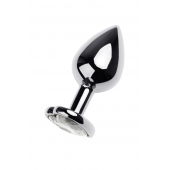 Серебристая анальная пробка с прозрачным кристаллом-сердцем - 8 см. - ToyFa - купить с доставкой в Реутове