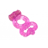 Розовое эрекционное кольцо Rings Treadle с подхватом - Lola Games - в Реутове купить с доставкой
