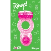 Розовое эрекционное кольцо с вибрацией Rings Ringer - Lola Games - в Реутове купить с доставкой