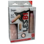 Телесный поясной страпон LESBI с вагинальной пробкой - 17 см. - LOVETOY (А-Полимер) - купить с доставкой в Реутове