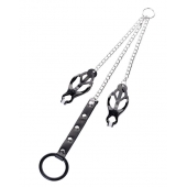 Черно-серебристые зажимы для сосков с кольцом для пениса TOYFA Metal - ToyFa - купить с доставкой в Реутове