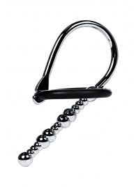 Серебристый уретральный плаг-бусины TOYFA Metal с мягким фиксириющим кольцом - ToyFa - купить с доставкой в Реутове