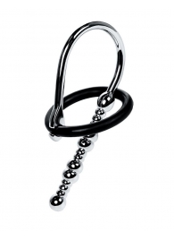 Серебристый уретральный плаг-бусины TOYFA Metal с мягким фиксириющим кольцом - ToyFa - купить с доставкой в Реутове