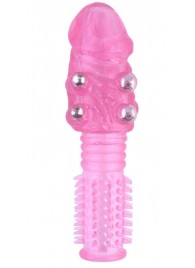 Стимулирующая розовая насадка с шишечками и шипами - 13,5 см. - Toyfa Basic - в Реутове купить с доставкой