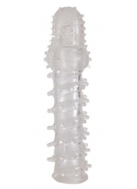 Прозрачная, закрытая насадка с шипами и точками - 13,5 см. - Toyfa Basic - в Реутове купить с доставкой