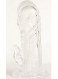 Прозрачная гелевая насадка с клиторальным отростком - 13 см. - Toyfa Basic - в Реутове купить с доставкой