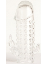 Гелевая прозрачная насадка с 2 отростками - 13 см. - Toyfa Basic - в Реутове купить с доставкой