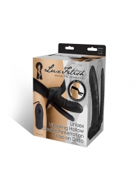 Полый страпон с двумя отростками и вибрацией Unisex Vibrating Hollow Strap-On Double Penetrating Dildo - 17,8 см. - Lux Fetish - купить с доставкой в Реутове