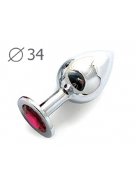 Коническая серебристая анальная втулка с малиновым кристаллом - 8,2 см. - Anal Jewelry Plug - купить с доставкой в Реутове