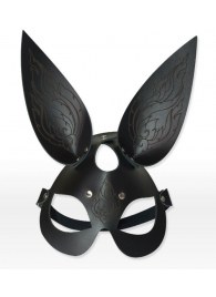Чёрная кожаная маска с длинными ушками и эффектом тату - Sitabella - купить с доставкой в Реутове