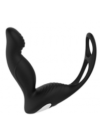 Черный вибромассажер простаты P-PLEASER W ERECTION ENHANCE - Dream Toys - в Реутове купить с доставкой
