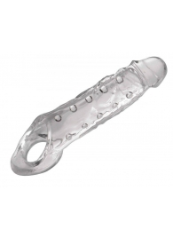 Прозразная закрытая насадка на пенис с поддержкой мошонки Clearly Ample Penis Enhancer - 22 см. - XR Brands - в Реутове купить с доставкой