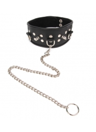 Черный ошейник с шипами и металлическим поводком-цепочкой - Notabu - купить с доставкой в Реутове
