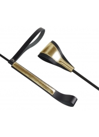 Черно-золотистый стек с хлопушкой из кожи - 62 см. - Sitabella - купить с доставкой в Реутове