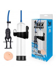 Прозрачная вакуумная вибропомпа Sex Expert с насадкой-вагиной - Sex Expert - в Реутове купить с доставкой