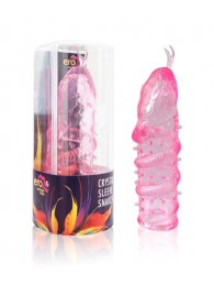 Закрытая рельефная насадка Crystal sleeve snakes в виде змеи с усиками - 14 см. - Erowoman-Eroman - в Реутове купить с доставкой