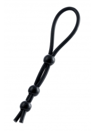 Черное лассо на пенис с тремя бусинами - A-toys - в Реутове купить с доставкой