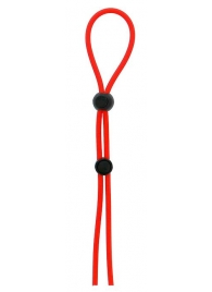 Красное лассо на пенис с двумя бусинами STRETCHY LASSO CAGE - Dream Toys - в Реутове купить с доставкой