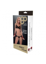 Красно-чёрные наручники на металлической цепочке - Blush Novelties - купить с доставкой в Реутове
