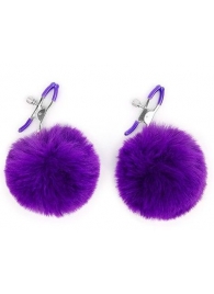 Зажимы для сосков с фиолетовым пушком - Notabu - купить с доставкой в Реутове