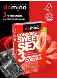 Презервативы для орального секса DOMINO Sweet Sex с ароматом клубничного коктейля  - 3 шт. - Domino - купить с доставкой в Реутове