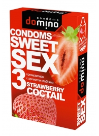 Презервативы для орального секса DOMINO Sweet Sex с ароматом клубничного коктейля  - 3 шт. - Domino - купить с доставкой в Реутове