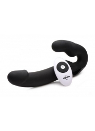 Черный безремневой страпон Urge Silicone Strap On с пультом ДУ - 24 см. - XR Brands - купить с доставкой в Реутове