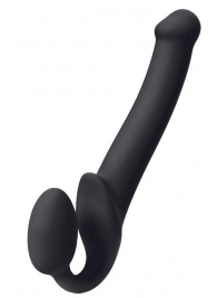 Черный безремневой страпон Silicone Bendable Strap-On M - Strap-on-me - купить с доставкой в Реутове