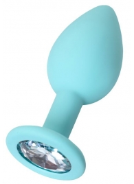 Мятная анальная пробка с прозрачным кристаллом Brilliant - 7 см. - ToyFa - купить с доставкой в Реутове