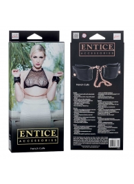 Черные мягкие наручники Entice French Cuffs с цепью - California Exotic Novelties - купить с доставкой в Реутове