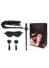 Эротический набор в черном цвете: маска, кляп, пэстисы, плётка - Notabu - купить с доставкой в Реутове