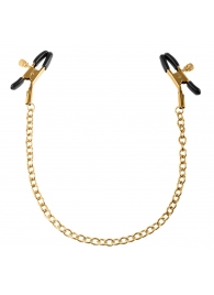 Чёрные с золотом зажимы на соски Gold Chain Nipple Clamps - Pipedream - купить с доставкой в Реутове