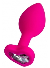 Розовая анальная втулка Diamond Heart с прозрачным кристаллом - 8 см. - ToyFa - купить с доставкой в Реутове