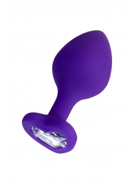 Фиолетовая анальная втулка Diamond Heart с прозрачным кристаллом - 8 см. - ToyFa - купить с доставкой в Реутове